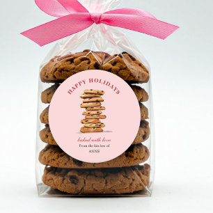 Holidays watercolor Chocolate chip cookie Classic Round Sticker