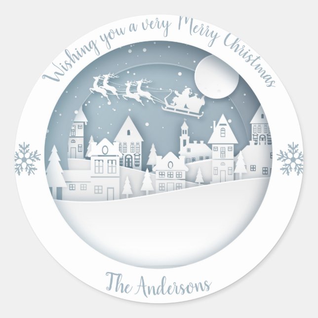 Holidays - WC Winter Scene 5 - Customise Classic Round Sticker (Front)