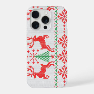 Holidays White Knit Christmas Ugly Sweater Ho Deer iPhone 15 Pro Case