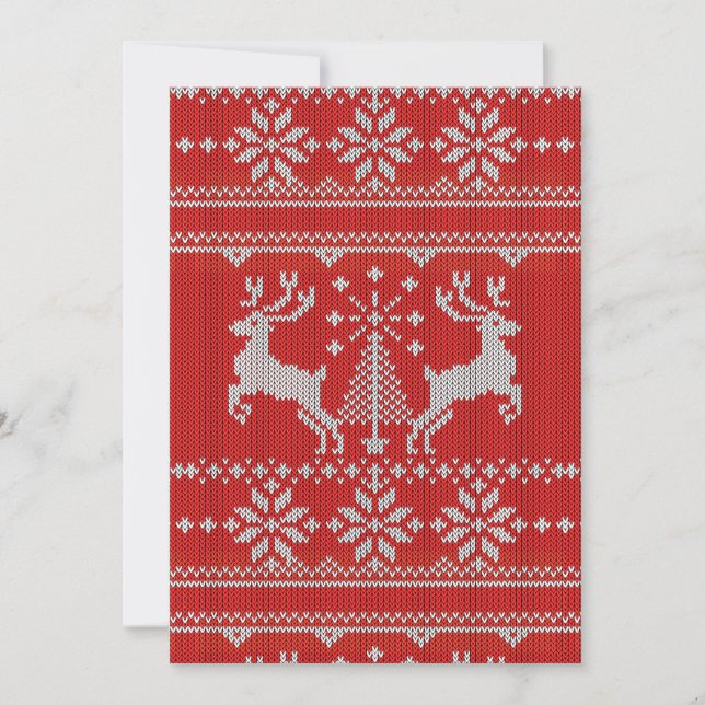 Holidays White Knit Ugly Sweater Style decor Holiday Card (Front)