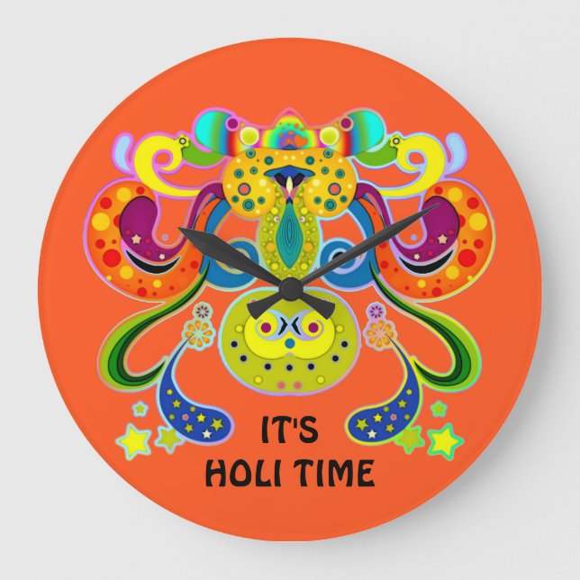 holiES - abstract happy holy Cow + your ideas Large Clock (Front)