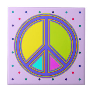 holiES - colourful PEACE sign + your ideas Ceramic Tile