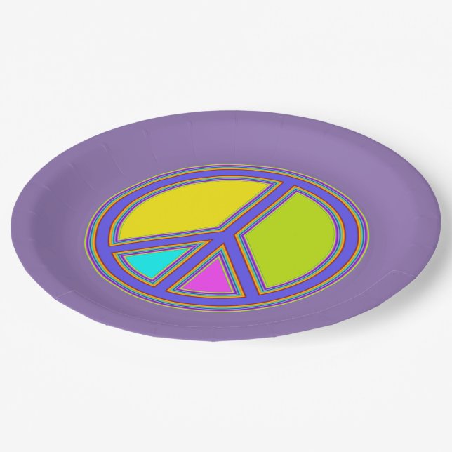 holiES - colourful PEACE sign + your ideas Paper Plate (Angled)