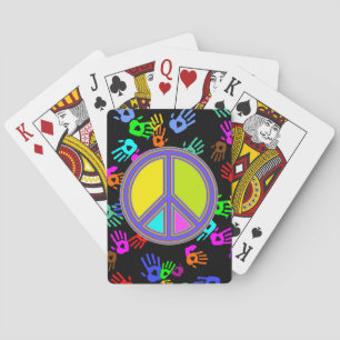 holiES - colourful PEACE sign + your ideas Playing Cards