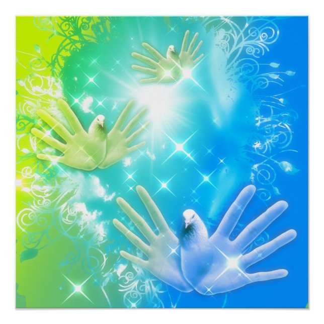 holiES - Flying Hands Pigeons ART Poster (Front)