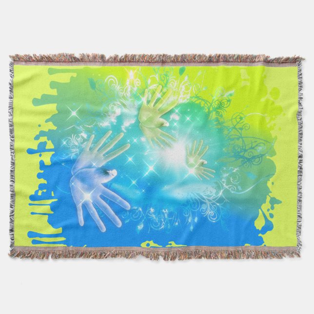 holiES - Flying Hands Pigeons ART Throw Blanket (Front)