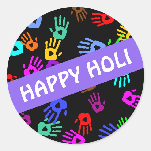 holiES - hands coloured pattern 1 + your backgr. Classic Round Sticker (Front)