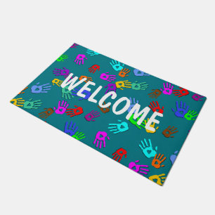 holiES - hands coloured pattern 1 + your backgr. Doormat