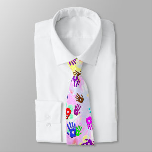 holiES - hands coloured pattern 1 + your backgr. Tie