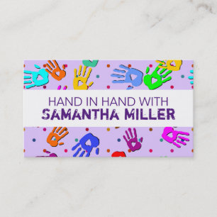 holiES - hands dots coloured pattern 1 Business Card