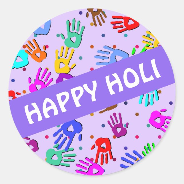 holiES - hands dots coloured pattern 1 Classic Round Sticker (Front)