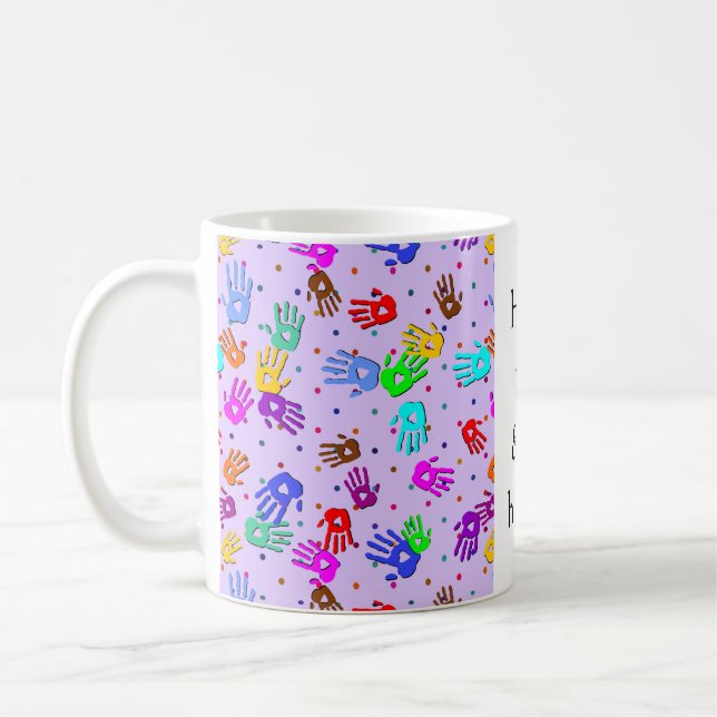 holiES - hands dots coloured pattern 1 Coffee Mug (Left)
