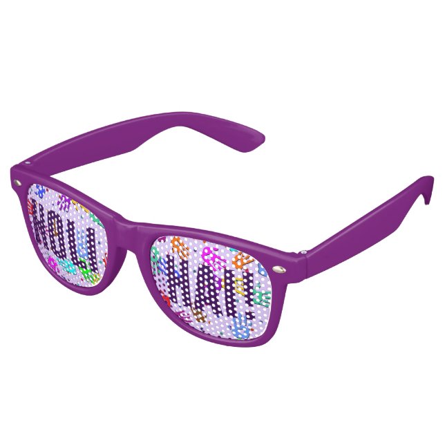 holiES - hands dots coloured pattern 1 Retro Sunglasses (Angled)
