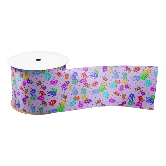 holiES - hands dots coloured pattern 1 Satin Ribbon (Spool)