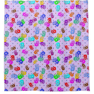 holiES - hands dots coloured pattern 1 Shower Curtain