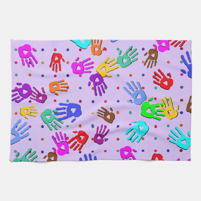 holiES - hands dots coloured pattern 1 Tea Towel (Horizontal)