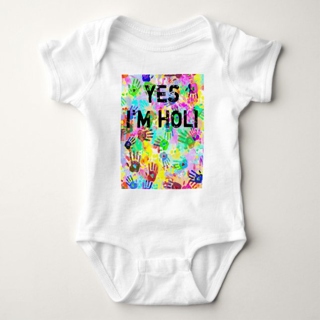 holiES - hands splashes coloured grunge pattern 2 Baby Bodysuit (Front)