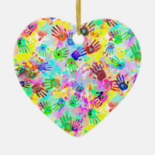 holiES - hands splashes coloured grunge pattern 2 Ceramic Ornament