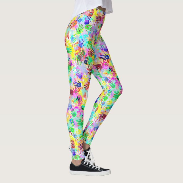 holiES - hands splashes coloured grunge pattern 2 Leggings (Right)