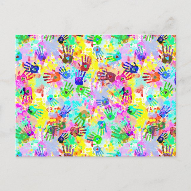 holiES - hands splashes coloured grunge pattern 2 Postcard (Front)