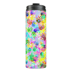 holiES - hands splashes coloured grunge pattern 2 Thermal Tumbler