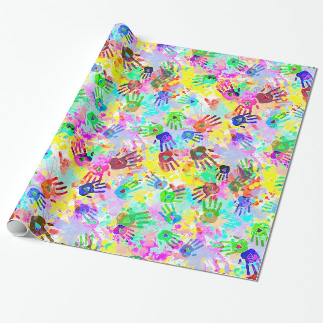 holiES - hands splashes coloured grunge pattern 2 Wrapping Paper (Unrolled)
