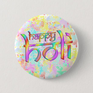 holiES - HAPPY HOLI coloured gradients 1 6 Cm Round Badge