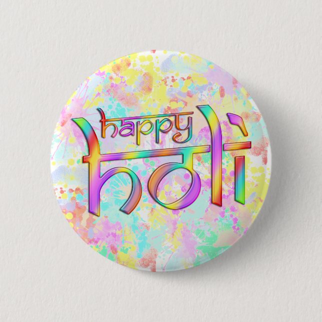 holiES - HAPPY HOLI coloured gradients 1 6 Cm Round Badge (Front)