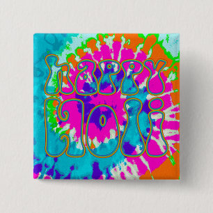 holiES - HAPPY HOLI simply coloured outline 1 15 Cm Square Badge