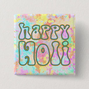 holiES - HAPPY HOLI simply coloured outline 1 15 Cm Square Badge