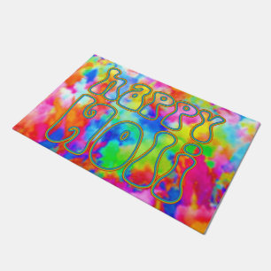 holiES - HAPPY HOLI simply coloured outline 1 Doormat