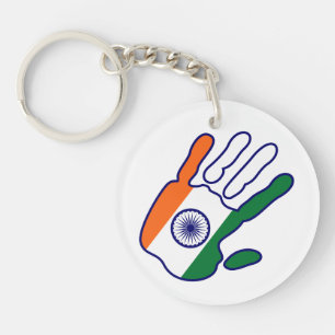holiES - India Flag Hand + your backgrond colour Key Ring