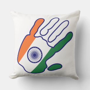 holiES - India Flag Hand + your backgrond colour Outdoor Cushion