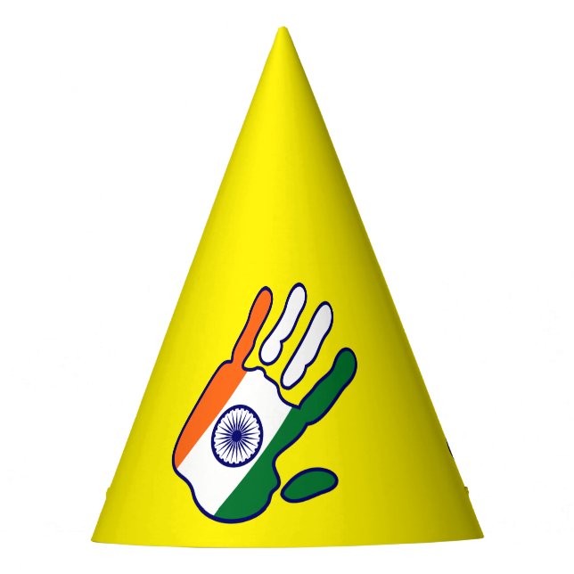 holiES - India Flag Hand + your ideas Party Hat (Front)