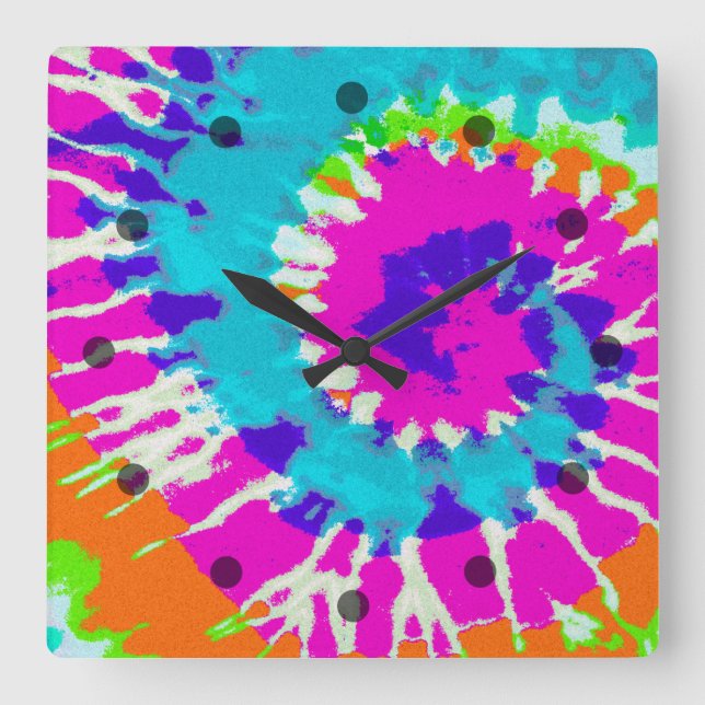 holiES - Power Spiral Batik Style Square Wall Clock (Front)