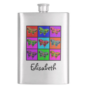 holiES - Psychedelic Butterflies Mosaic Hip Flask