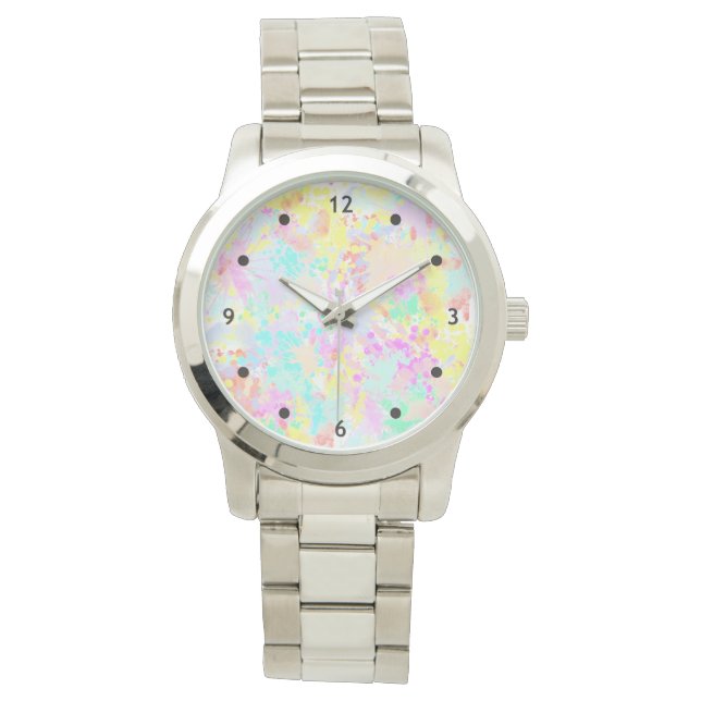 holiES - Splashes seamless pattern pastel 1 Watch (Front)