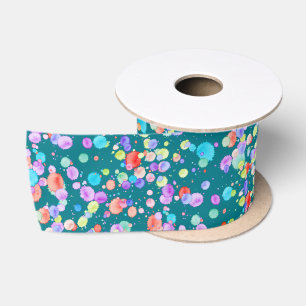 holiES - Splatter multicolored 1 + your backgr. Satin Ribbon