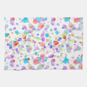 holiES - Splatter multicolored 1 + your backgr. Tea Towel