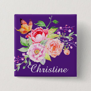 holiES - Watercolor Spring Flowers Bouquet 2 15 Cm Square Badge