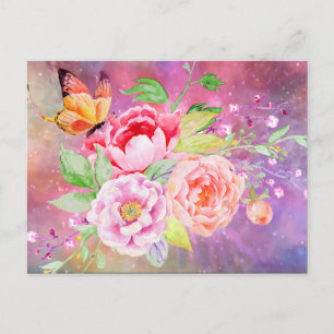 holiES - Watercolor Spring Flowers Bouquet 2 Postcard