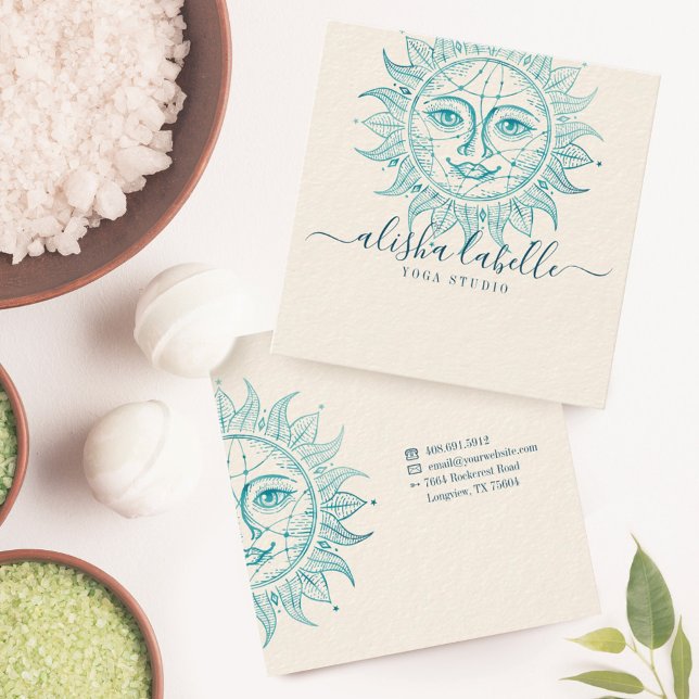 Holistic & Beautiful Celestial Sun Face & Stars Business Card (Creator Uploaded)
