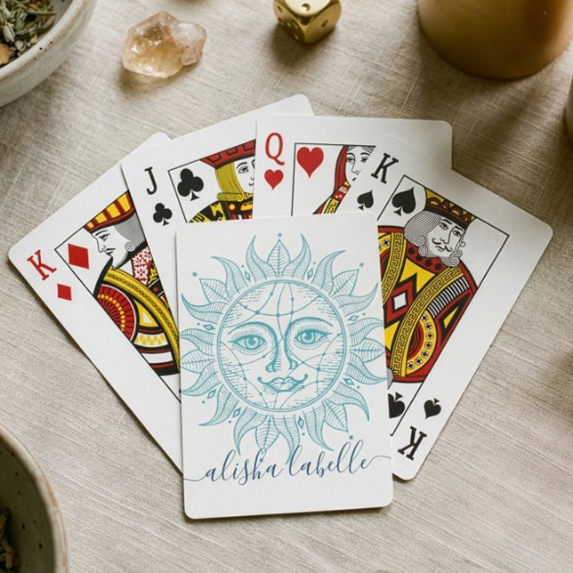 Holistic & Beautiful Celestial Sun Face & Stars Playing Cards (Holistic Celestial Sun Face & Stars Spiritual Poker Cards)