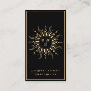 Holistic Celestial Gold Black Elegant  Business Card