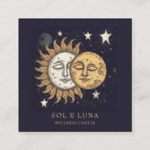 Holistic Celestial Sun Moon Stars Square Business Card