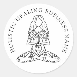 Holistic Healing Lotus Pose Business Classic Round Sticker