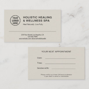 Holistic Health Coach Therapist Neutral Beige Appointment Card