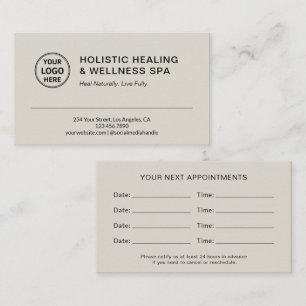 Holistic Health Coach Therapist Neutral Beige Appointment Card