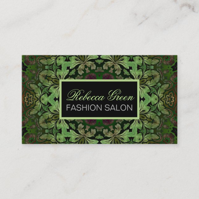 holistic massage therapist Yoga Green Mandala Business Card (Front)