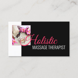 Holistic Massage Wellness Body Therapist Black Business Card